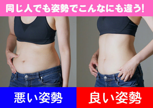 同じ人でも姿勢でこんなにも違う！ 悪い姿勢と良い姿勢の比較